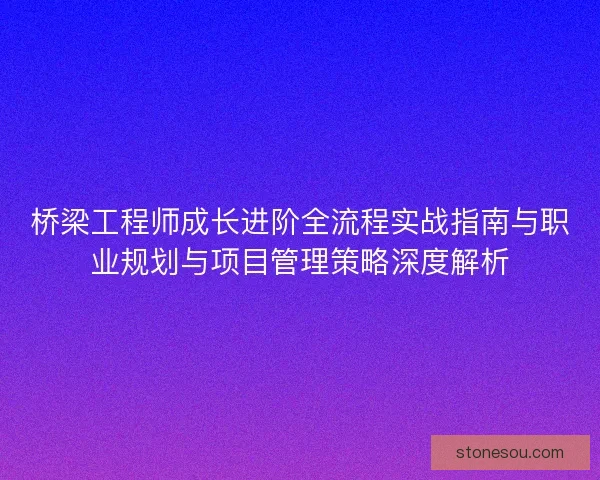 桥梁工程师成长进阶全流程实战指南与职业规划与项目管理策略深度解析