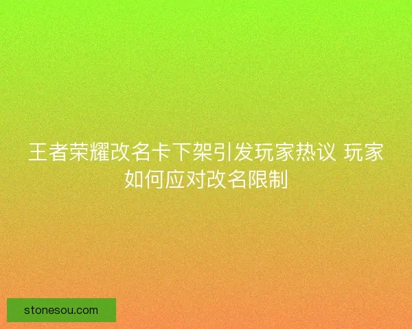 王者荣耀改名卡下架引发玩家热议 玩家如何应对改名限制